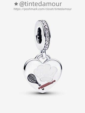 Pandora Engravable Baking Tools Heart Dangle Charm